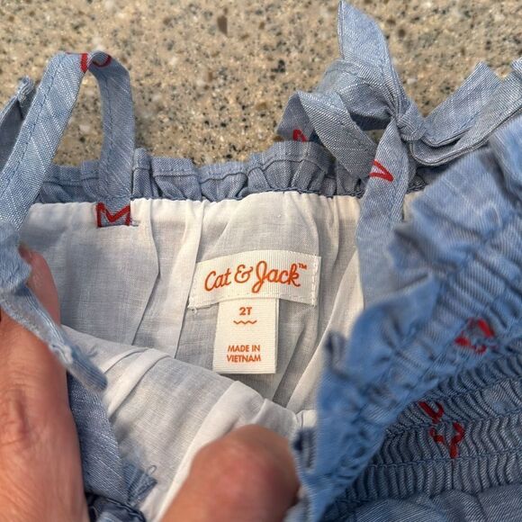 CAT & JACK 4th Of July Chambray Stars Dress *NEW* - Picture 6 of 9